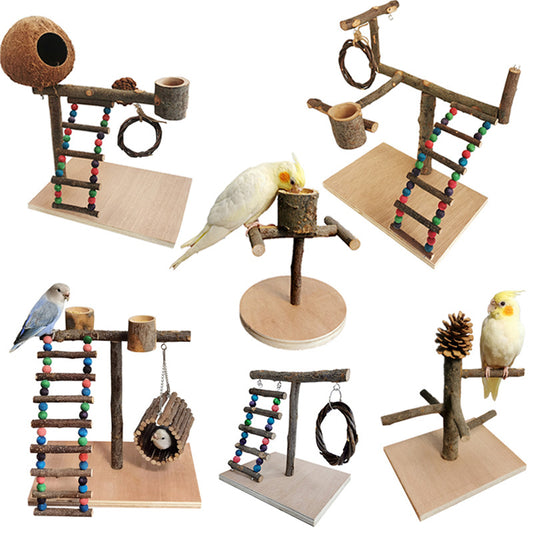 Real wood bird play station